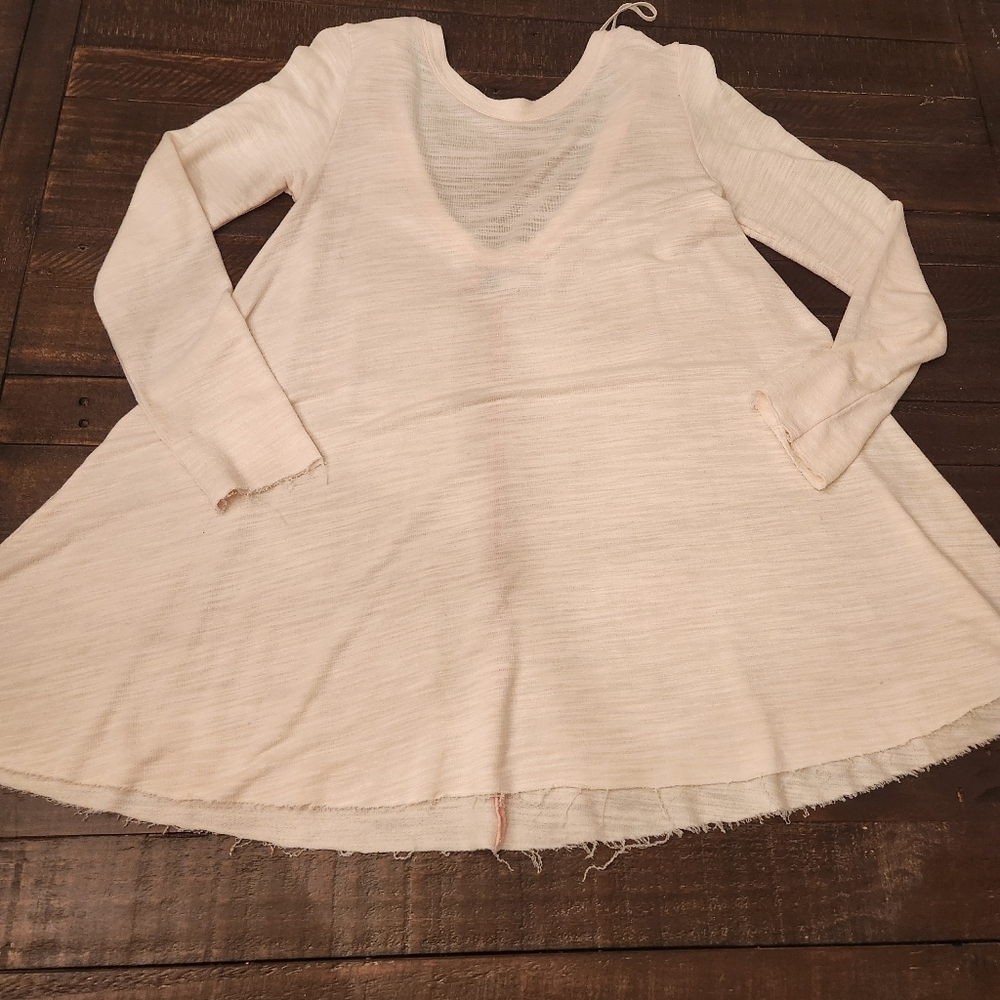 Free People Beach Cream Long Sleeve Tunic Top
